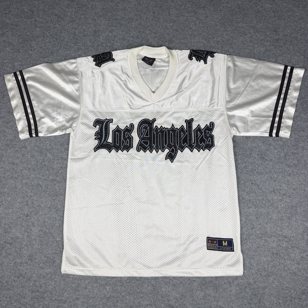 S-G Sports Los Angeles Football Jersey White Mesh M Y2K LA Streetwear Hip Hop